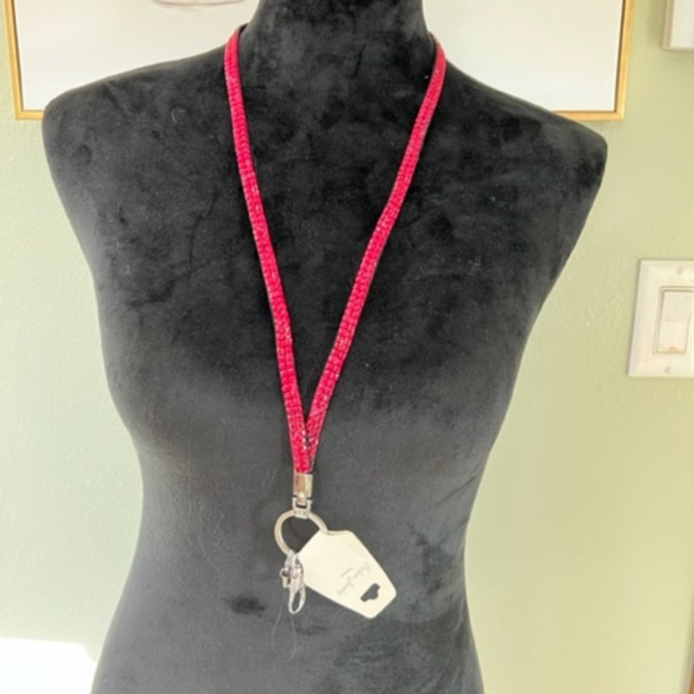 Fashion Jewelry Hot Pink Crystal Lanyard